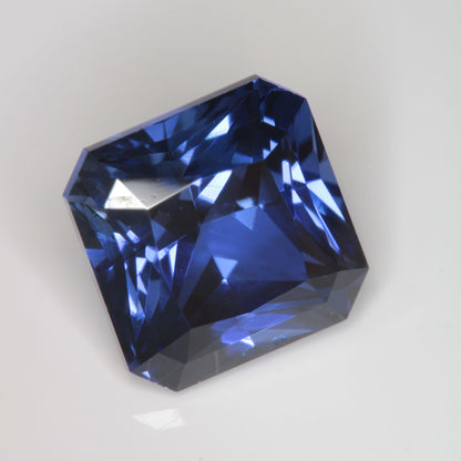 Faceted Flame Fusion Blue Sapphire Square Gemstone
