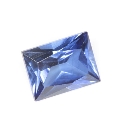 Faceted Flame Fusion Blue Sapphire Rectangle Gemstone