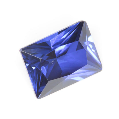 Faceted Flame Fusion Blue Sapphire Rectangle Gemstone
