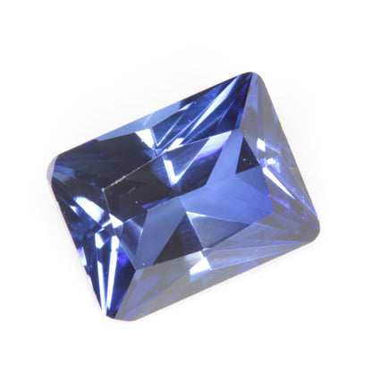 Faceted Flame Fusion Blue Sapphire Rectangle Gemstone