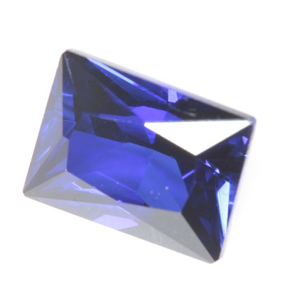 Faceted Flame Fusion Blue Sapphire Rectangle Gemstone