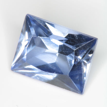 Faceted Flame Fusion Blue Sapphire Rectangle Gemstone