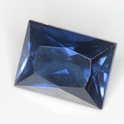 Faceted Flame Fusion Blue Sapphire Rectangle Gemstone