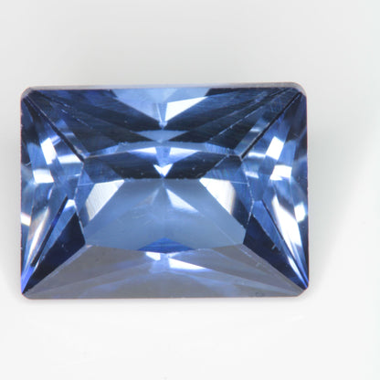 Faceted Flame Fusion Blue Sapphire Rectangle Gemstone