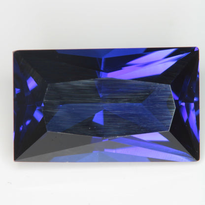 Faceted Flame Fusion Blue Sapphire Rectangle Gemstone