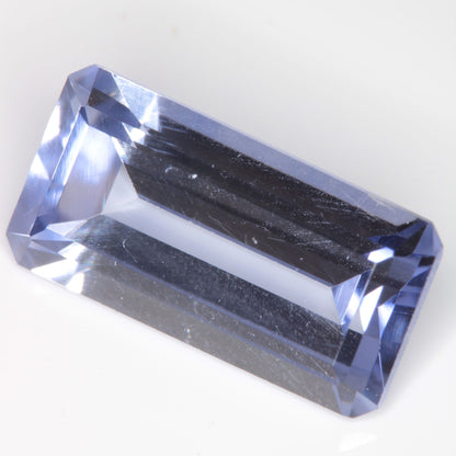 Faceted Flame Fusion Blue Sapphire Rectangle Gemstone