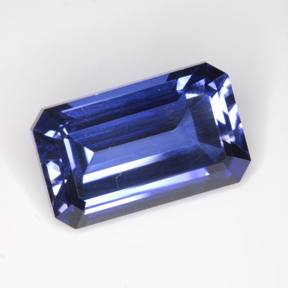 Faceted Flame Fusion Blue Sapphire Rectangle Gemstone