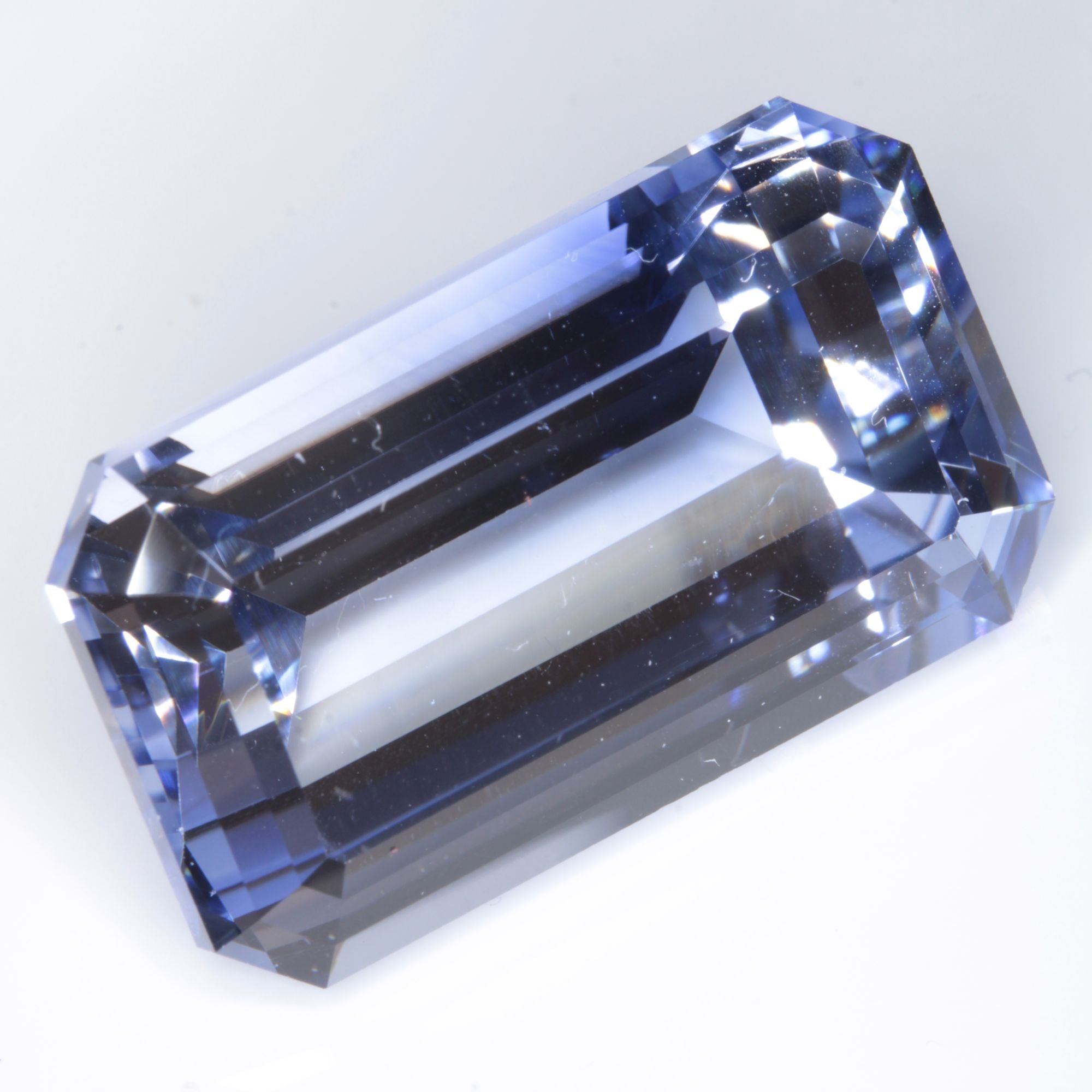 Faceted Flame Fusion Blue Sapphire Giant Rectangle Gemstone