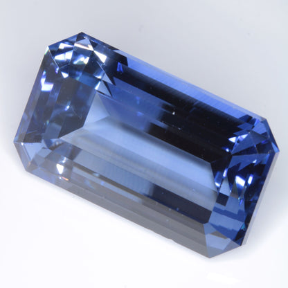 Faceted Flame Fusion Blue Sapphire Giant Rectangle Gemstone