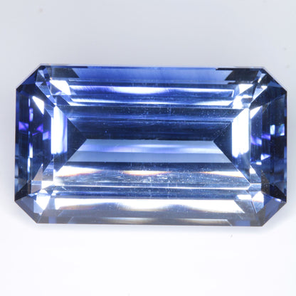 Faceted Flame Fusion Blue Sapphire Giant Rectangle Gemstone