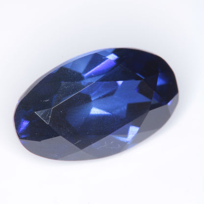 Faceted Flame Fusion Blue Sapphire Oval Gemstone