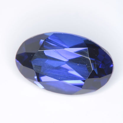 Faceted Flame Fusion Blue Sapphire Oval Gemstone