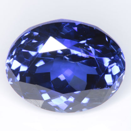 Faceted Flame Fusion Blue Sapphire Oval Gemstone