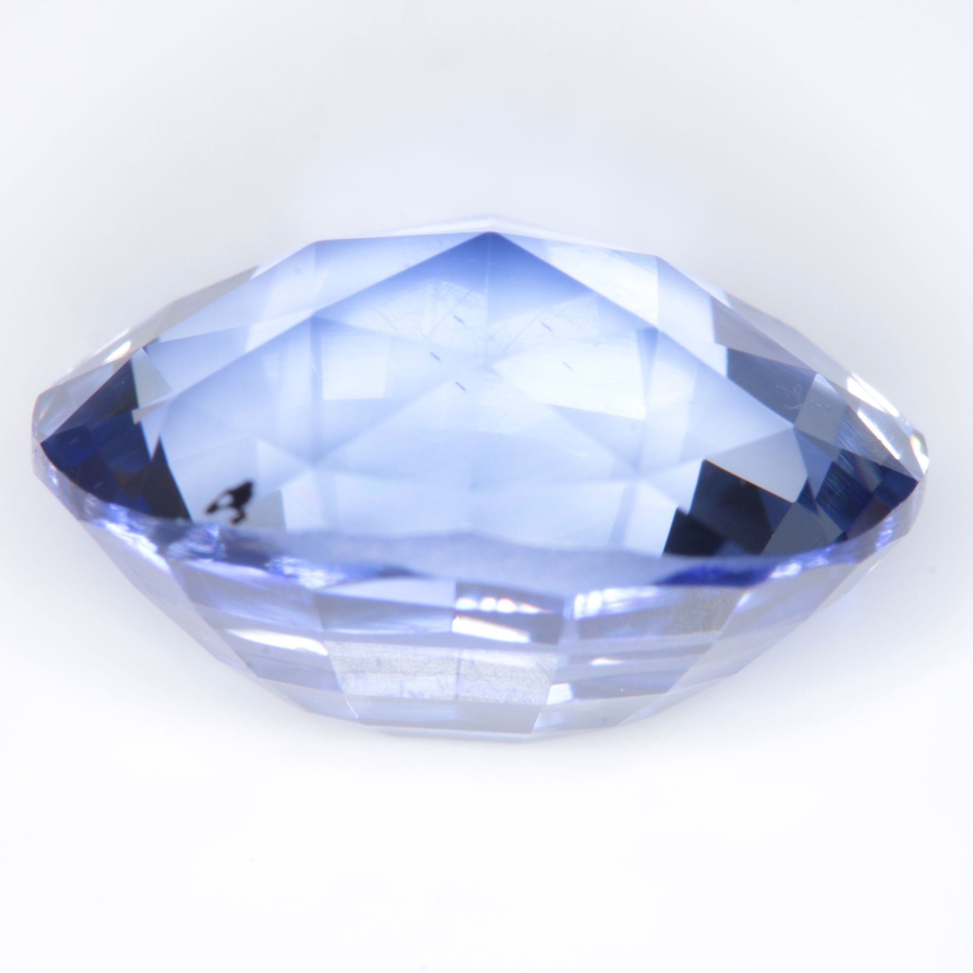 Faceted Flame Fusion Blue Sapphire Checker Top Oval Gemstone