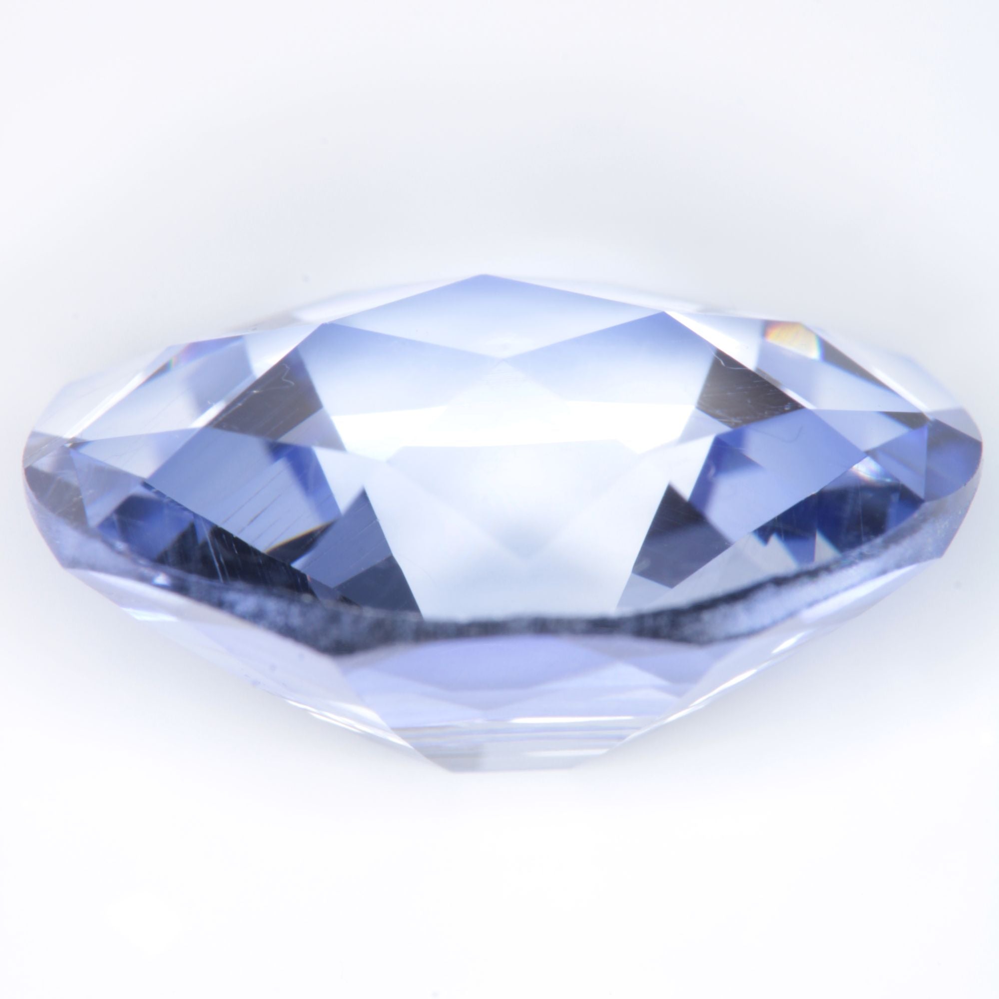 Faceted Flame Fusion Blue Sapphire Checker Top Oval Gemstone