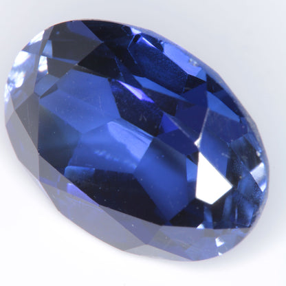 Faceted Flame Fusion Blue Sapphire Oval Gemstone