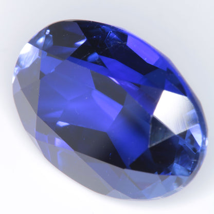 Faceted Flame Fusion Blue Sapphire Oval Gemstone