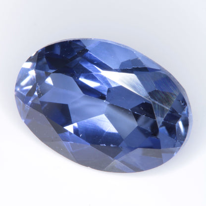 Faceted Flame Fusion Blue Sapphire Oval Gemstone