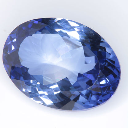 Faceted Flame Fusion Blue Sapphire Oval Gemstone