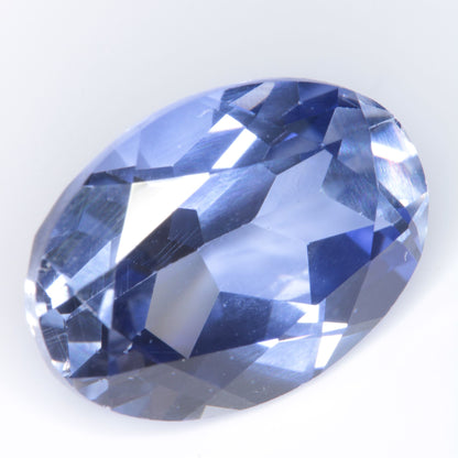 Faceted Flame Fusion Blue Sapphire Oval Gemstone