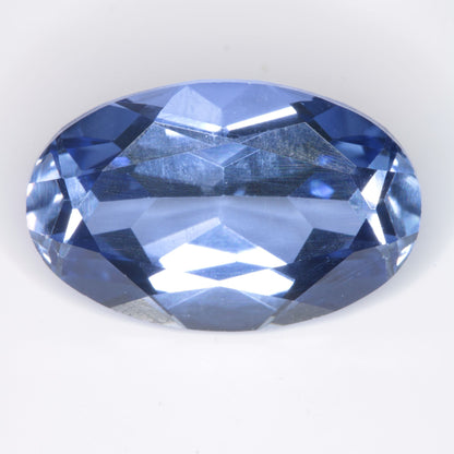 Faceted Flame Fusion Blue Sapphire Oval Gemstone