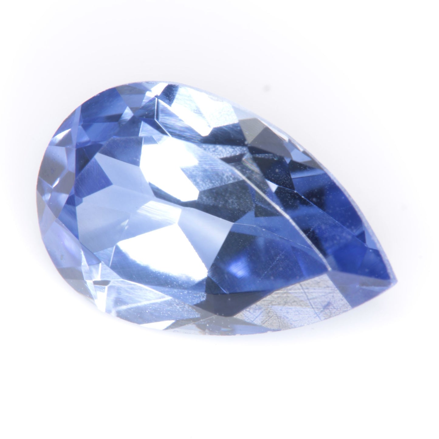 Faceted Flame Fusion Blue Sapphire Teardrop Gemstone