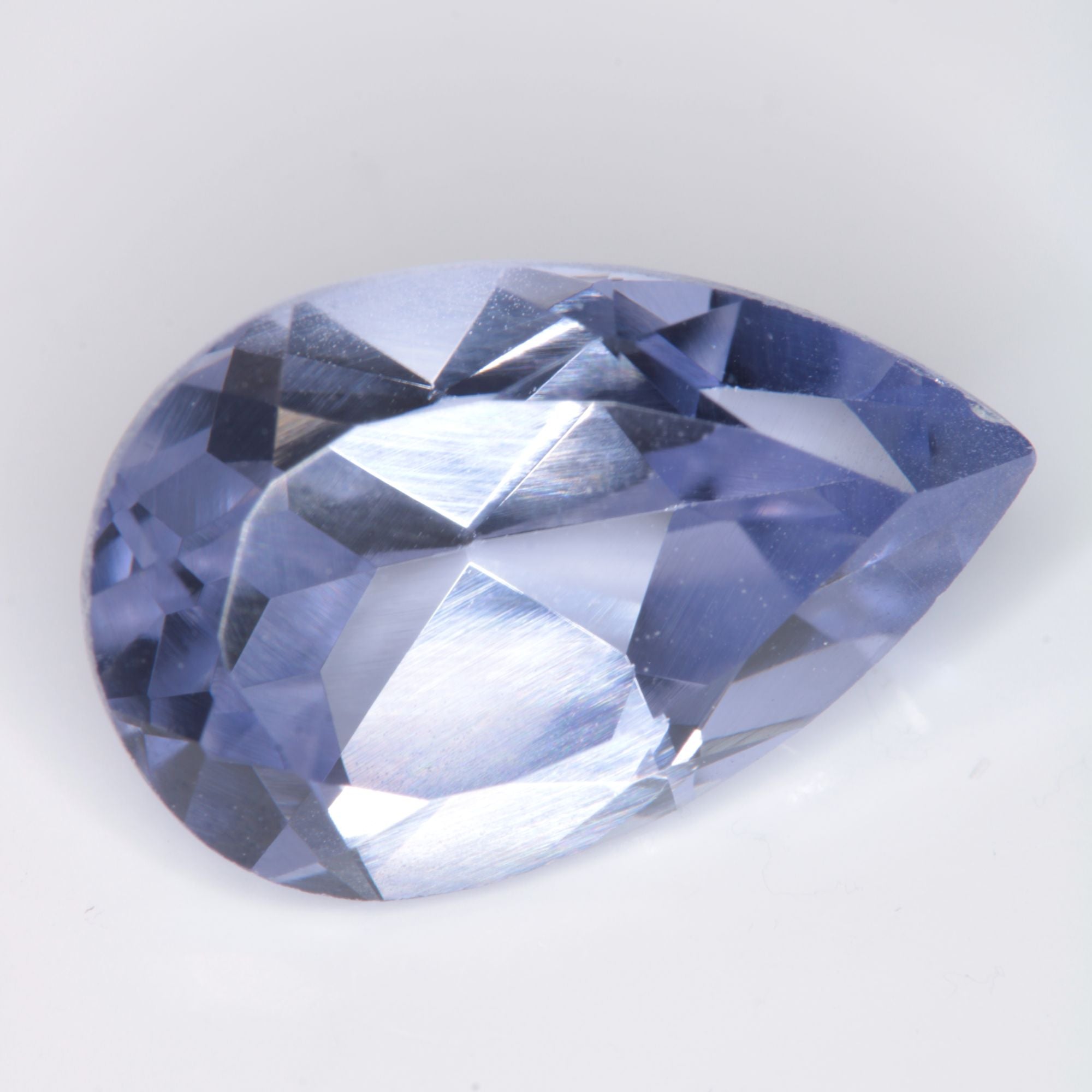 Faceted Flame Fusion Blue Sapphire Teardrop Gemstone