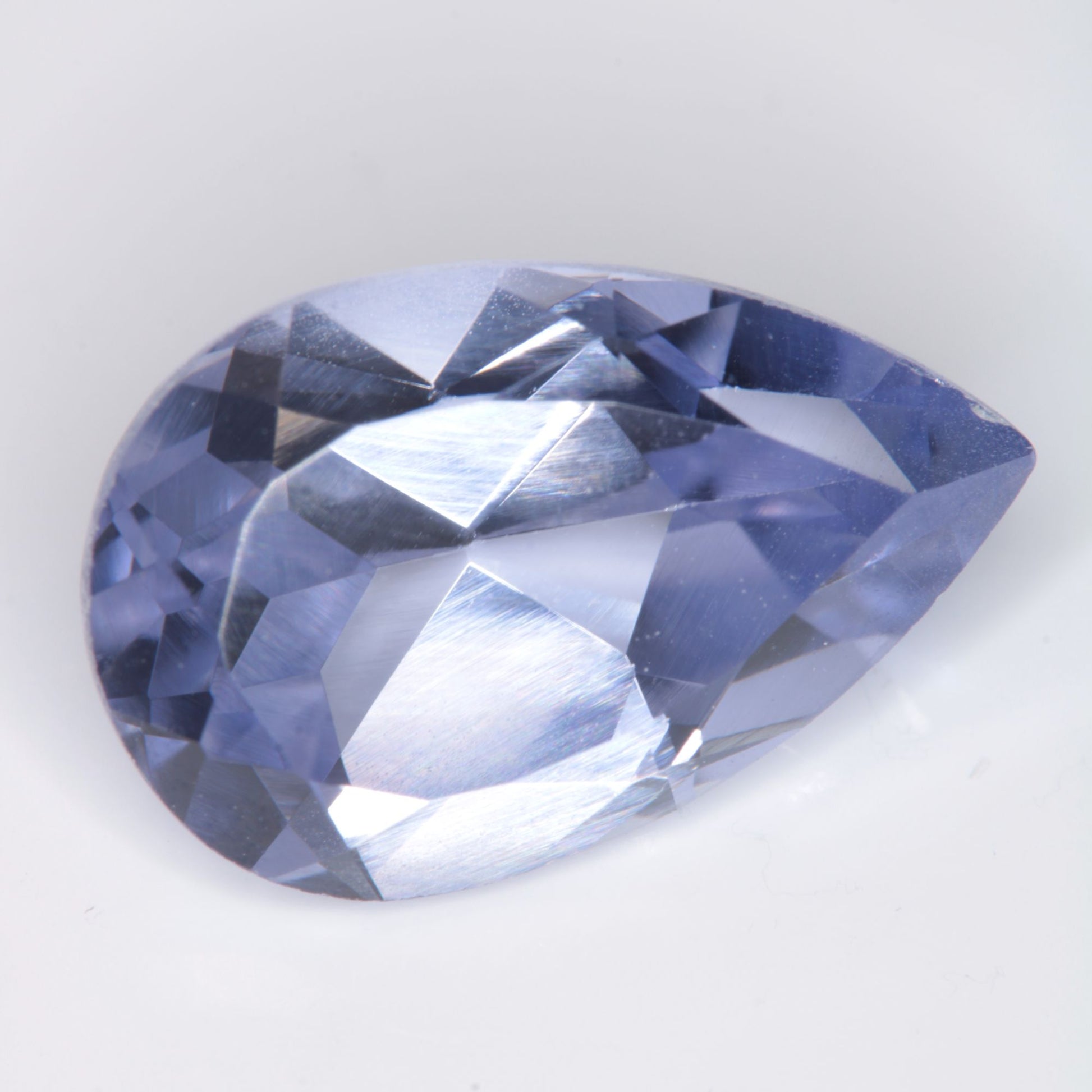 Faceted Flame Fusion Blue Sapphire Teardrop Gemstone