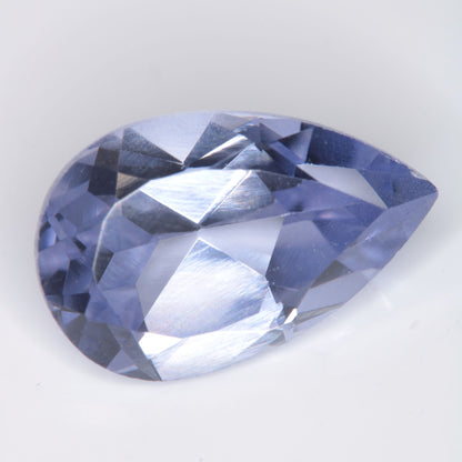Faceted Flame Fusion Blue Sapphire Teardrop Gemstone