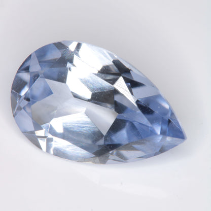Faceted Flame Fusion Blue Sapphire Teardrop Gemstone