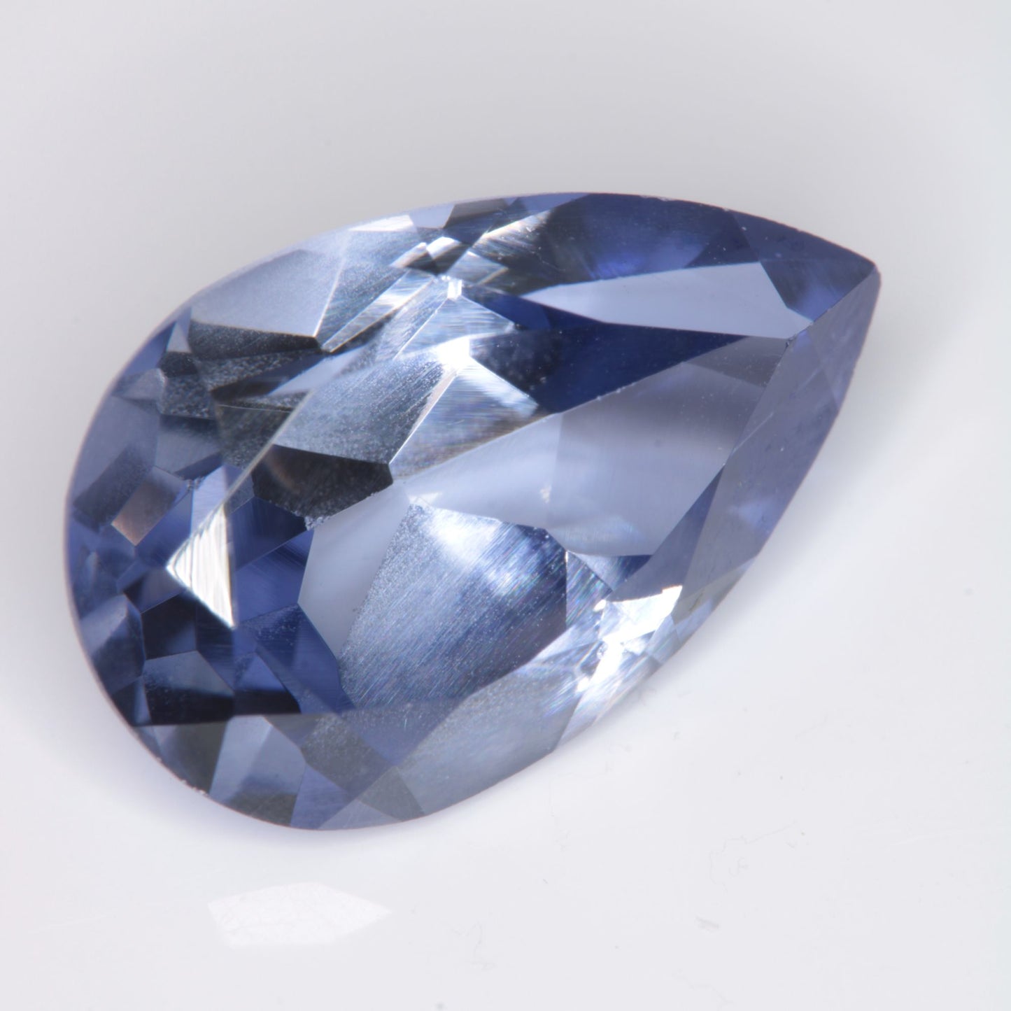 Faceted Flame Fusion Blue Sapphire Teardrop Gemstone