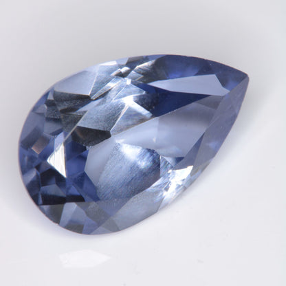 Faceted Flame Fusion Blue Sapphire Teardrop Gemstone