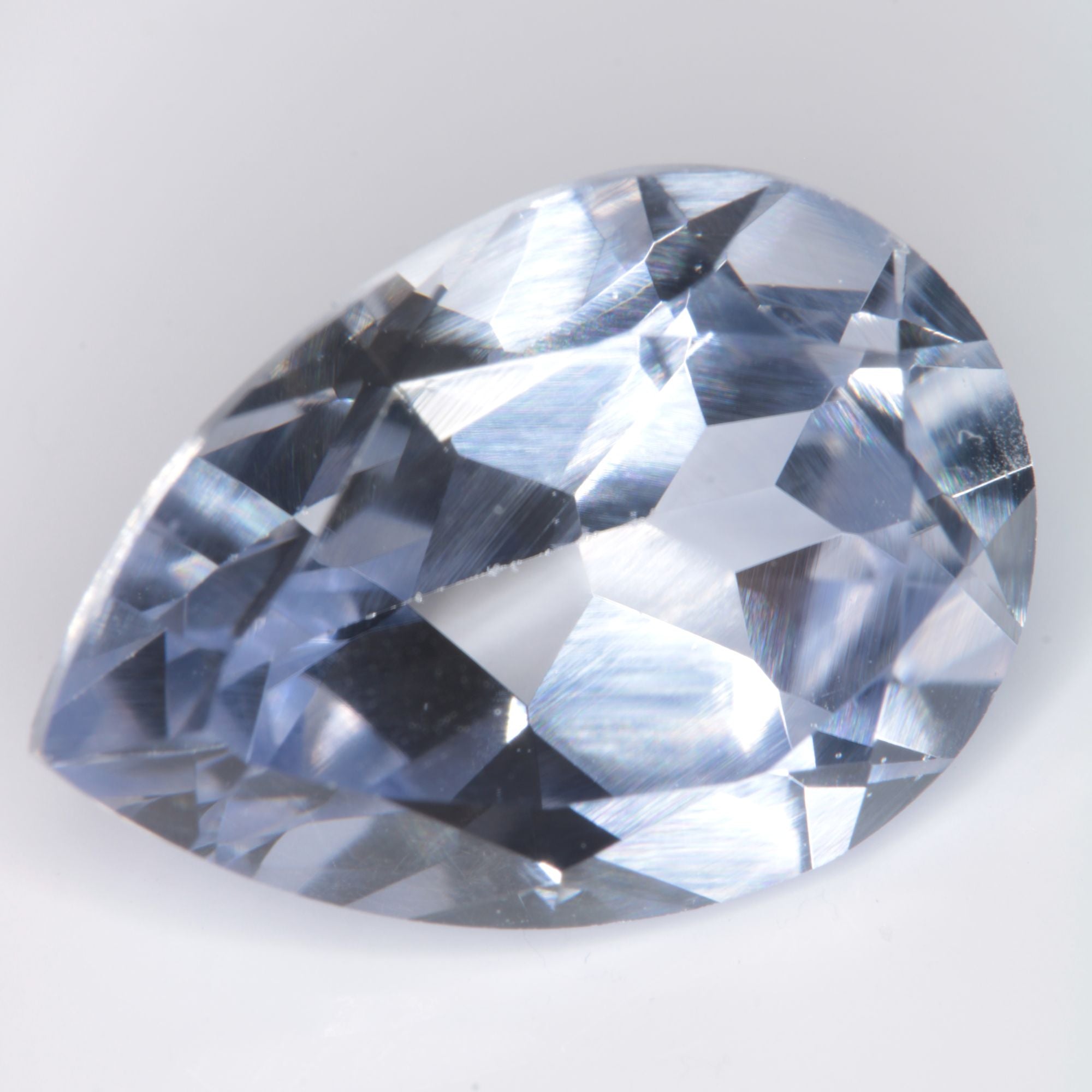 Faceted Flame Fusion Blue Sapphire Teardrop Gemstone