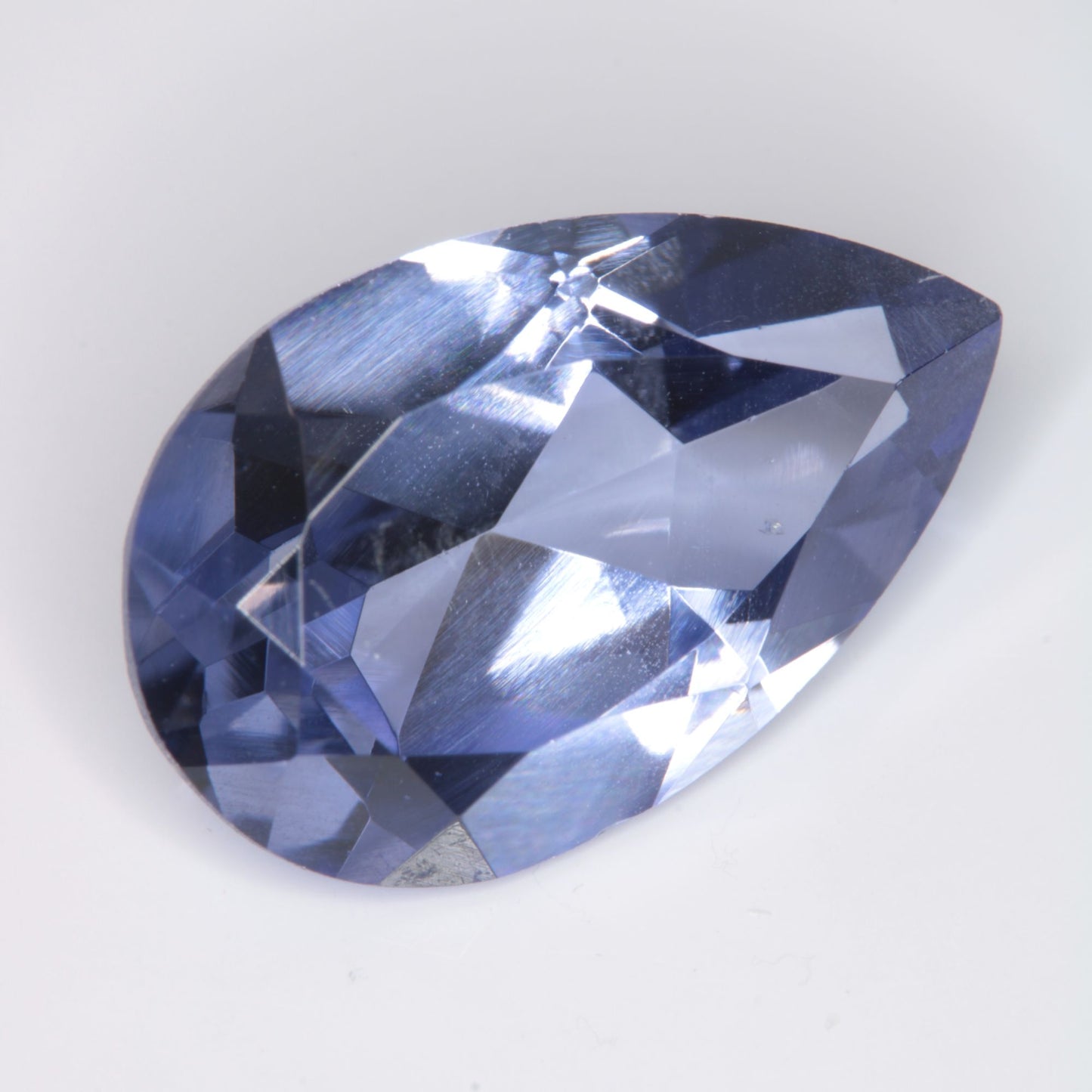 Faceted Flame Fusion Blue Sapphire Teardrop Gemstone