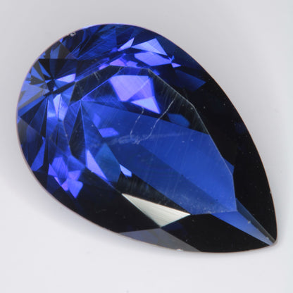 Faceted Flame Fusion Blue Sapphire Teardrop Gemstone