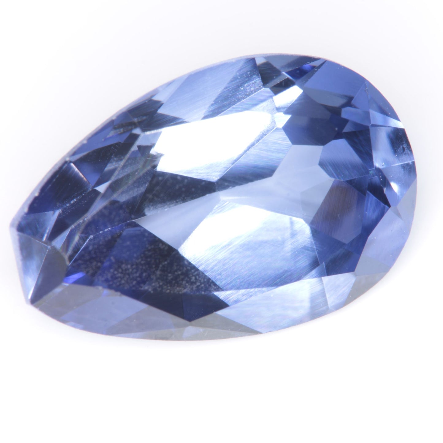 Faceted Flame Fusion Blue Sapphire Clipped Teardrop Gemstone