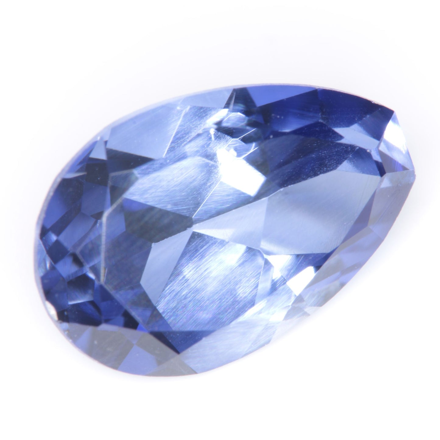 Faceted Flame Fusion Blue Sapphire Clipped Teardrop Gemstone