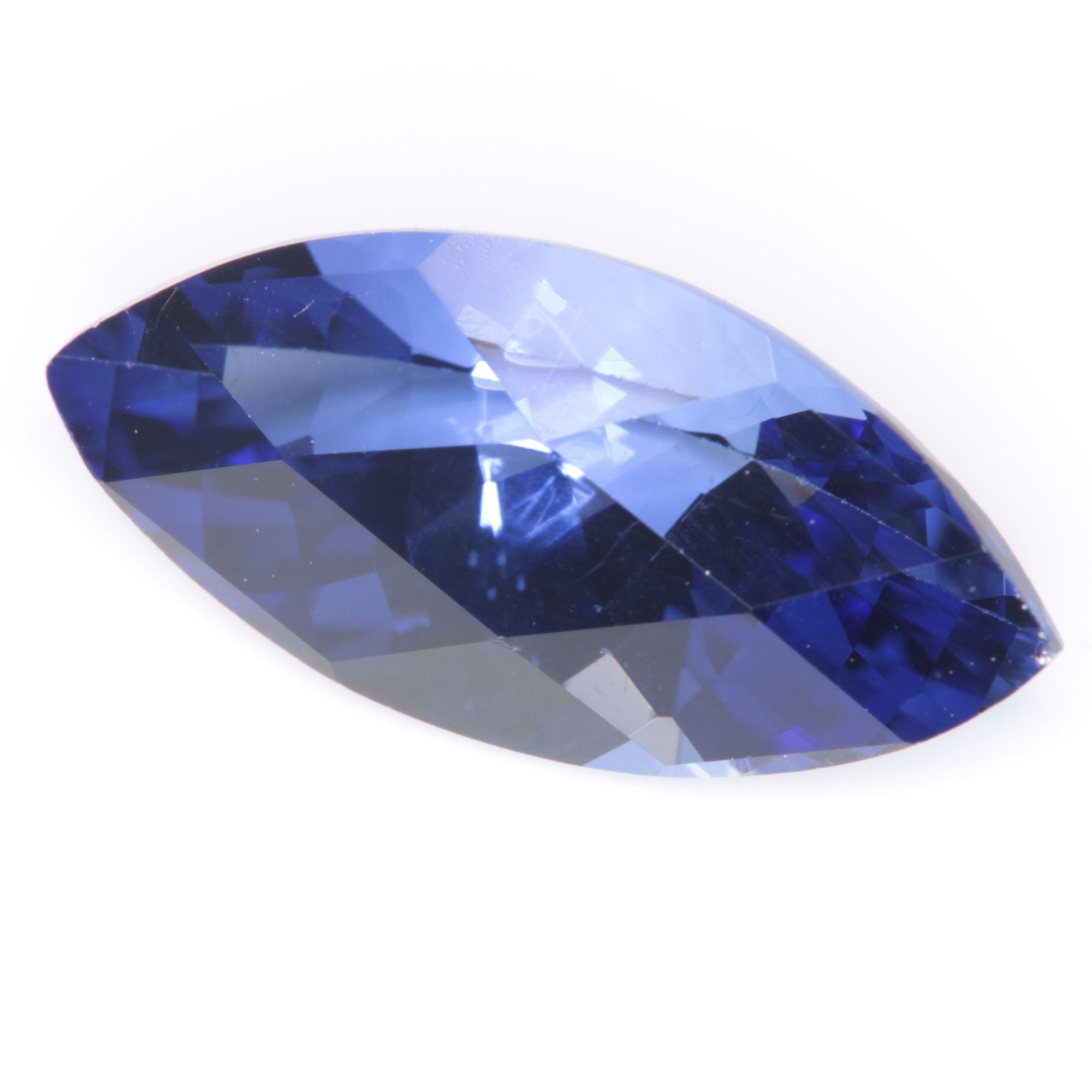 Faceted Flame Fusion Blue Sapphire Marquise Gemstone