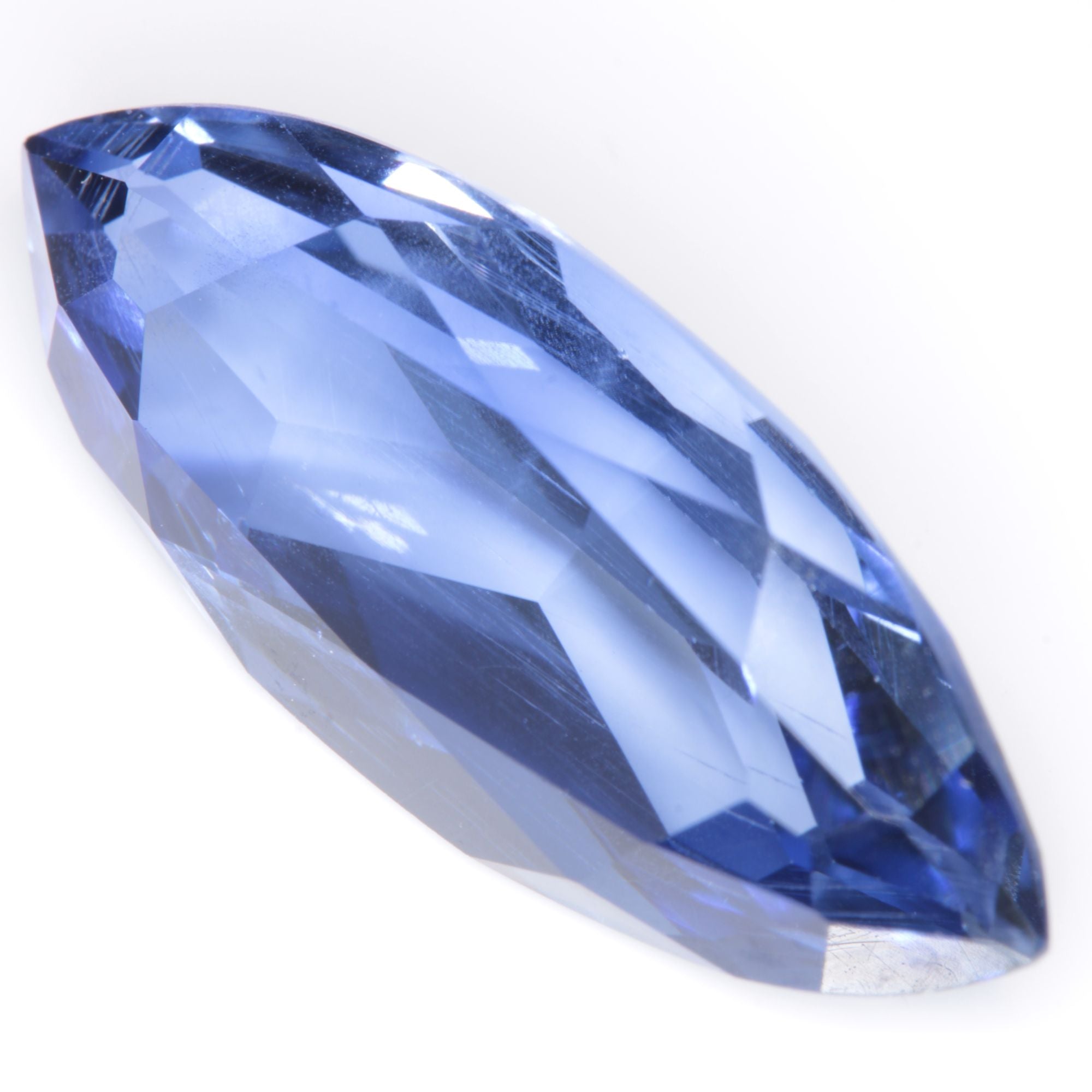 Faceted Flame Fusion Blue Sapphire Marquise Gemstone