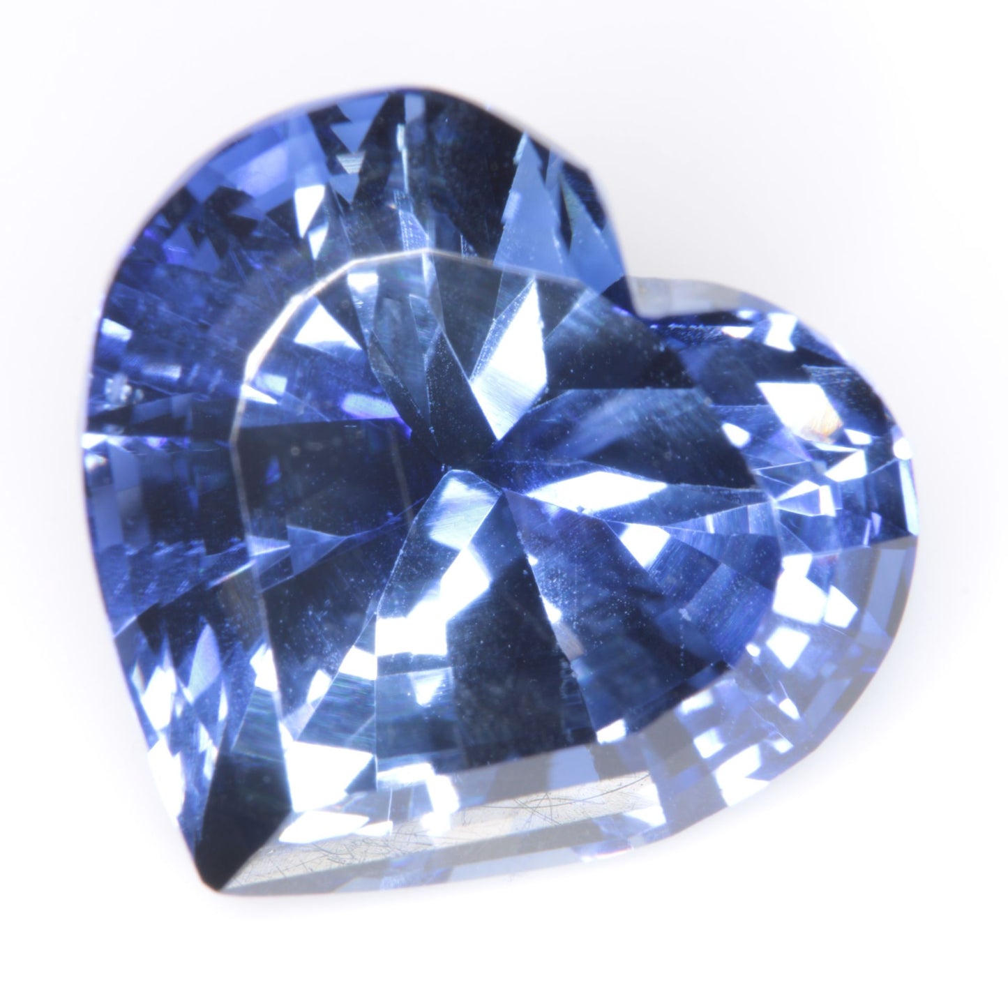 Faceted Flame Fusion Blue Sapphire Heart Gemstone