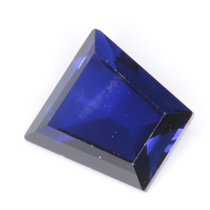 Faceted Flame Fusion Blue Sapphire Trapezoid Gemstone