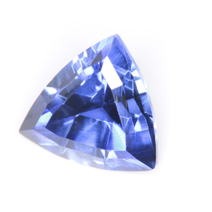Faceted Flame Fusion Blue Sapphire Trillion Gemstone