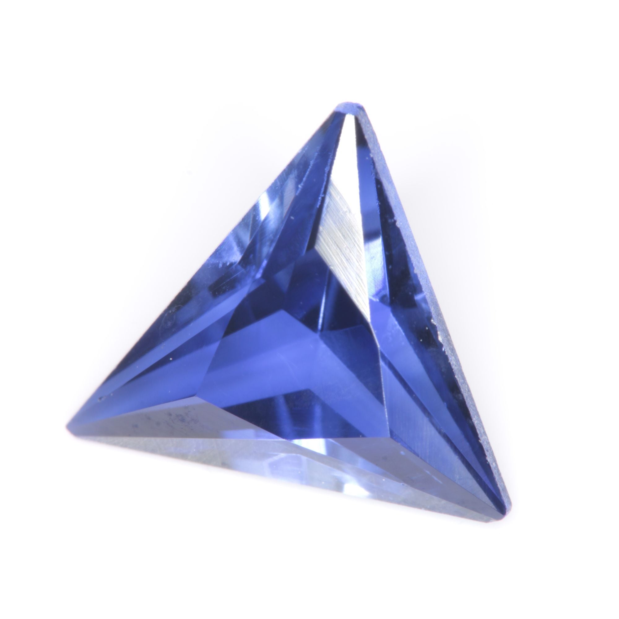 Faceted Flame Fusion Blue Sapphire Trillion Gemstone