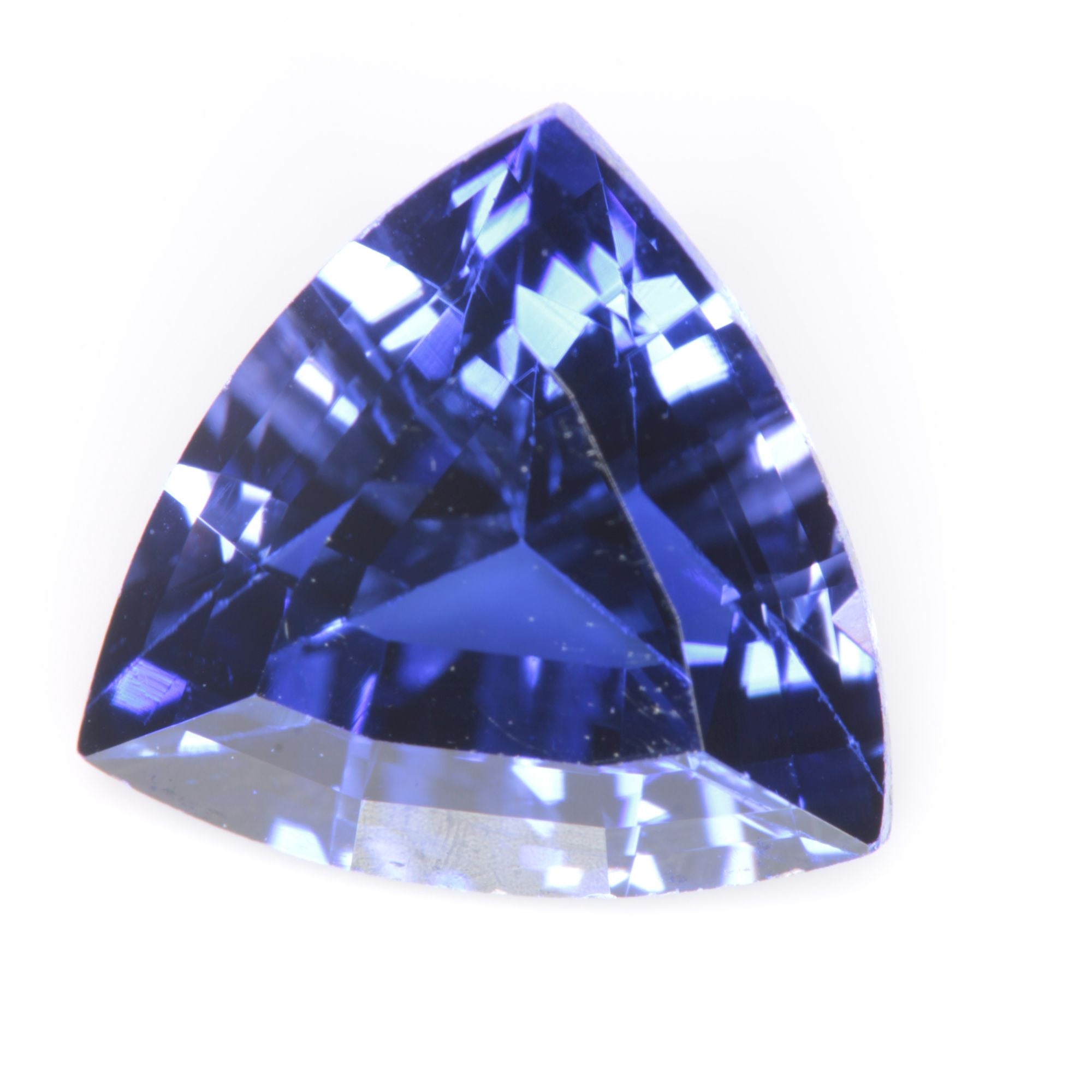 Faceted Flame Fusion Blue Sapphire Trillion Gemstone