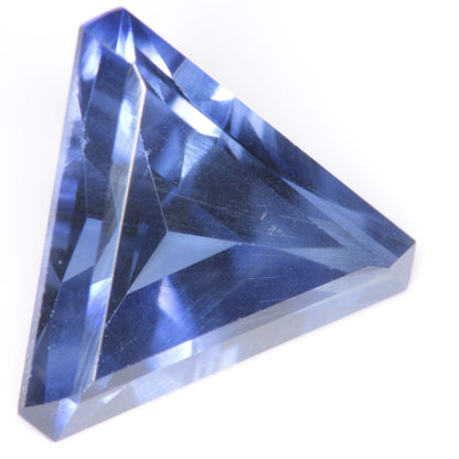 Faceted Flame Fusion Blue Sapphire Trillion Gemstone