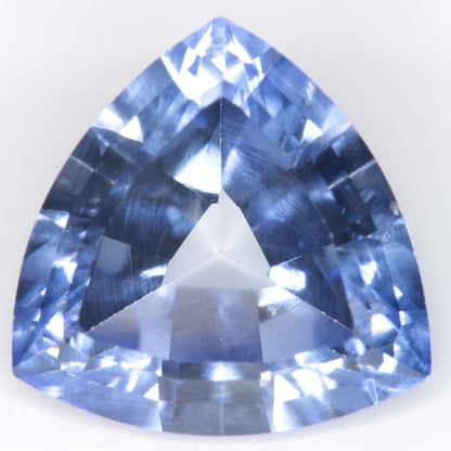 Faceted Flame Fusion Blue Sapphire Trillion Gemstone