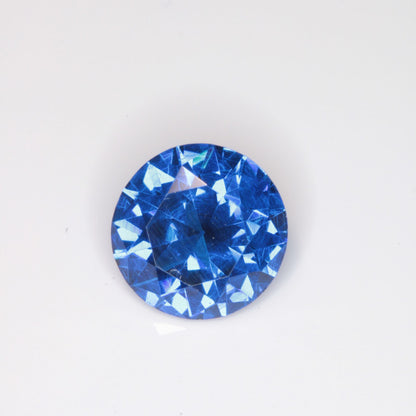 Faceted Flame Fusion Blue Spinel Round Cut Gemstone