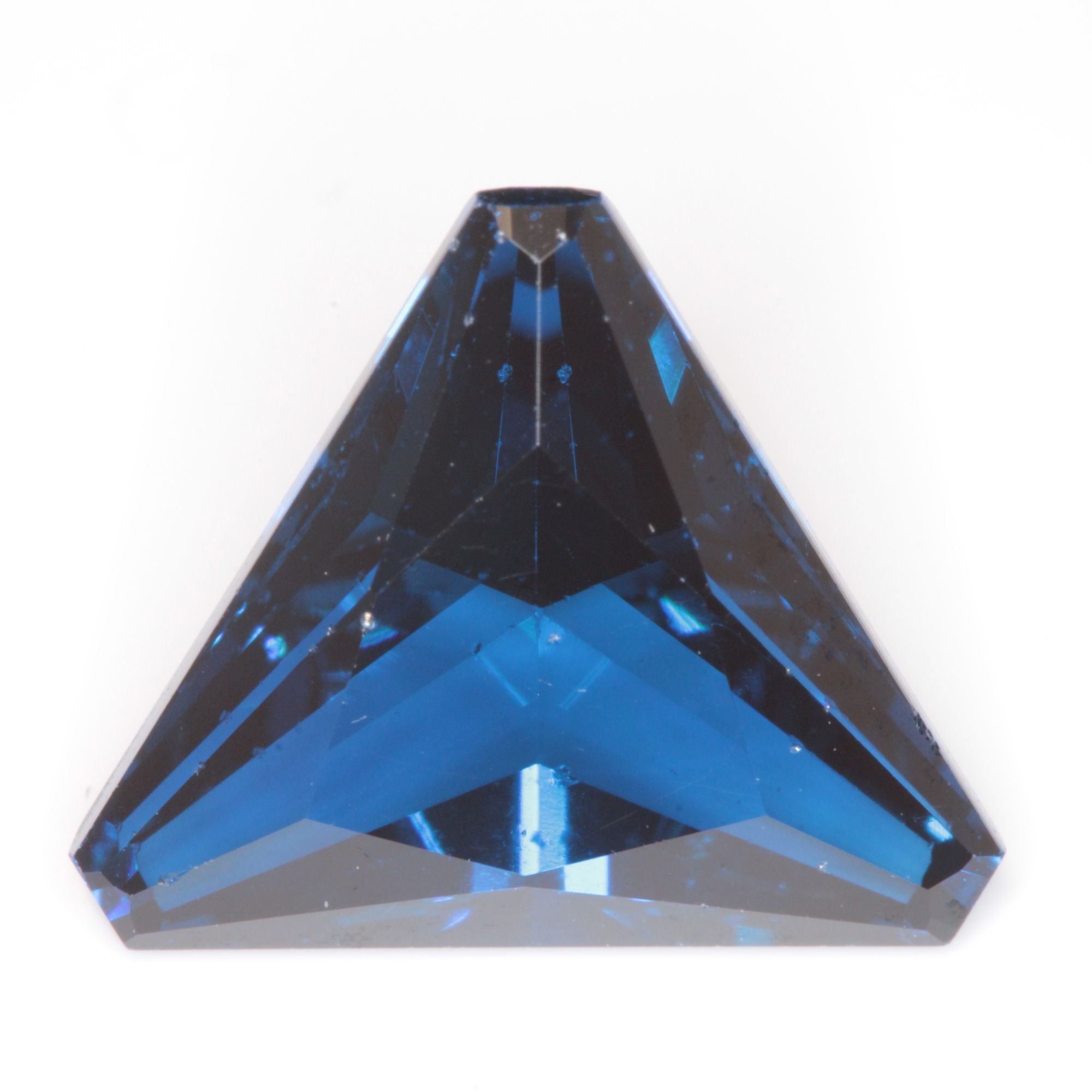 Faceted Flame Fusion Blue Spinel Trillion Cut Gemstone