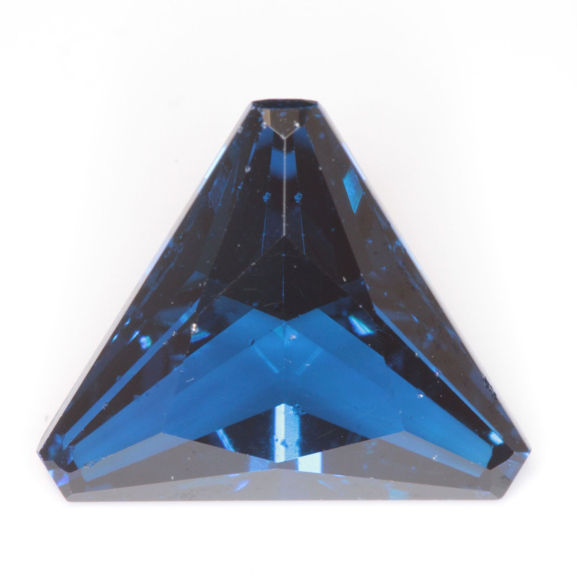Faceted Flame Fusion Blue Spinel Trillion Cut Gemstone