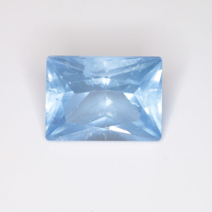 Faceted Flame Fusion Blue Spinel Frosted Rectangle Cut Gemstone